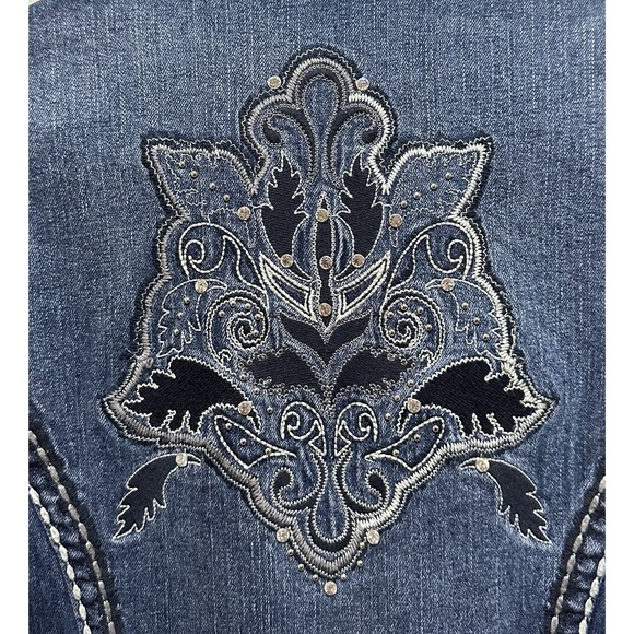 Zenim Denim Women's Embroidered Duster Denim Jacket Size‎ Small - Blue - Picture 6 of 7